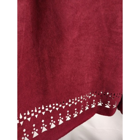 Westbound Women's Petite Sz PM Red Wine Faux Suede Long Sleeve Tasseled Top - Picture 16 of 16